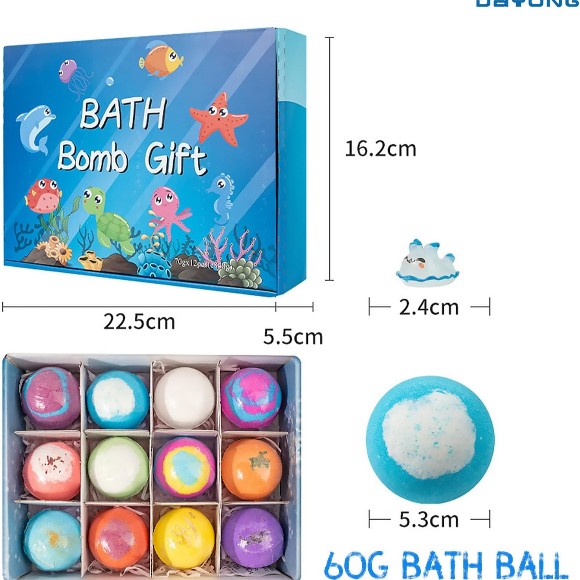 12 Pcs Bath Bombs for Kids with Toys Inside Bath Bombs Gift Set with Sea Animals Toys