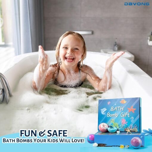 12 Pcs Bath Bombs for Kids with Toys Inside Bath Bombs Gift Set with Sea Animals Toys