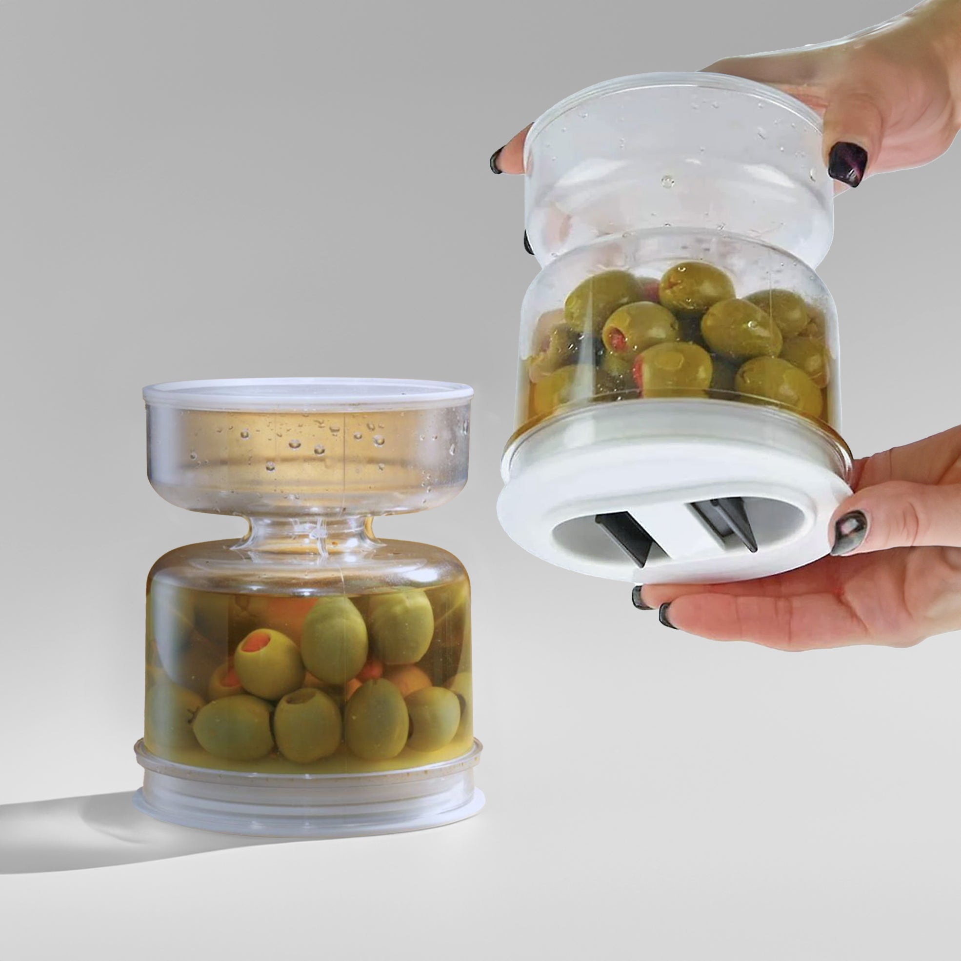 Hourglass Pickle & Olive Jar with Juice Strainer