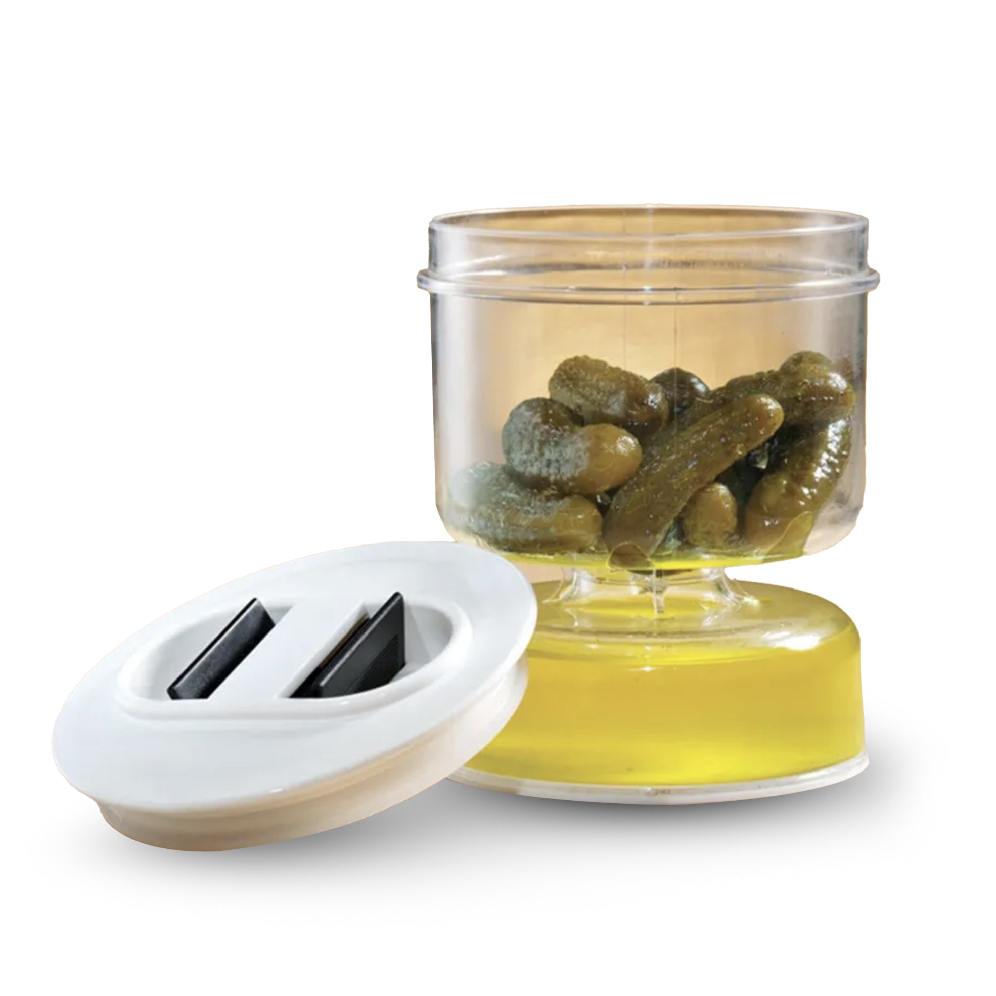 Hourglass Pickle & Olive Jar with Juice Strainer