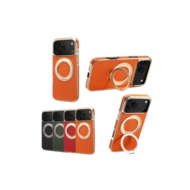 Genuine Leather Electroplated Magnetic Phone Case