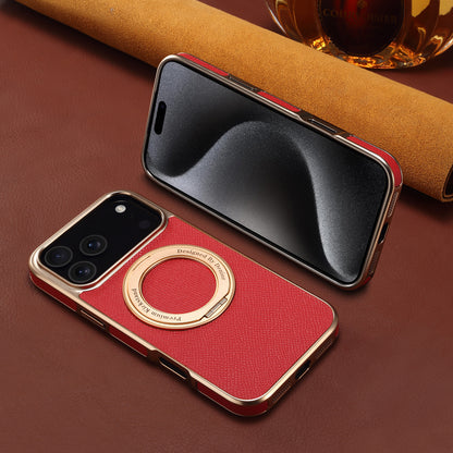 Genuine Leather Electroplated Magnetic Phone Case