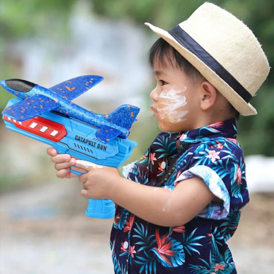 Airplane Launcher Toy Bubble Catapult Airplane Toy One Click Outside Flying Launcher Pack of 3