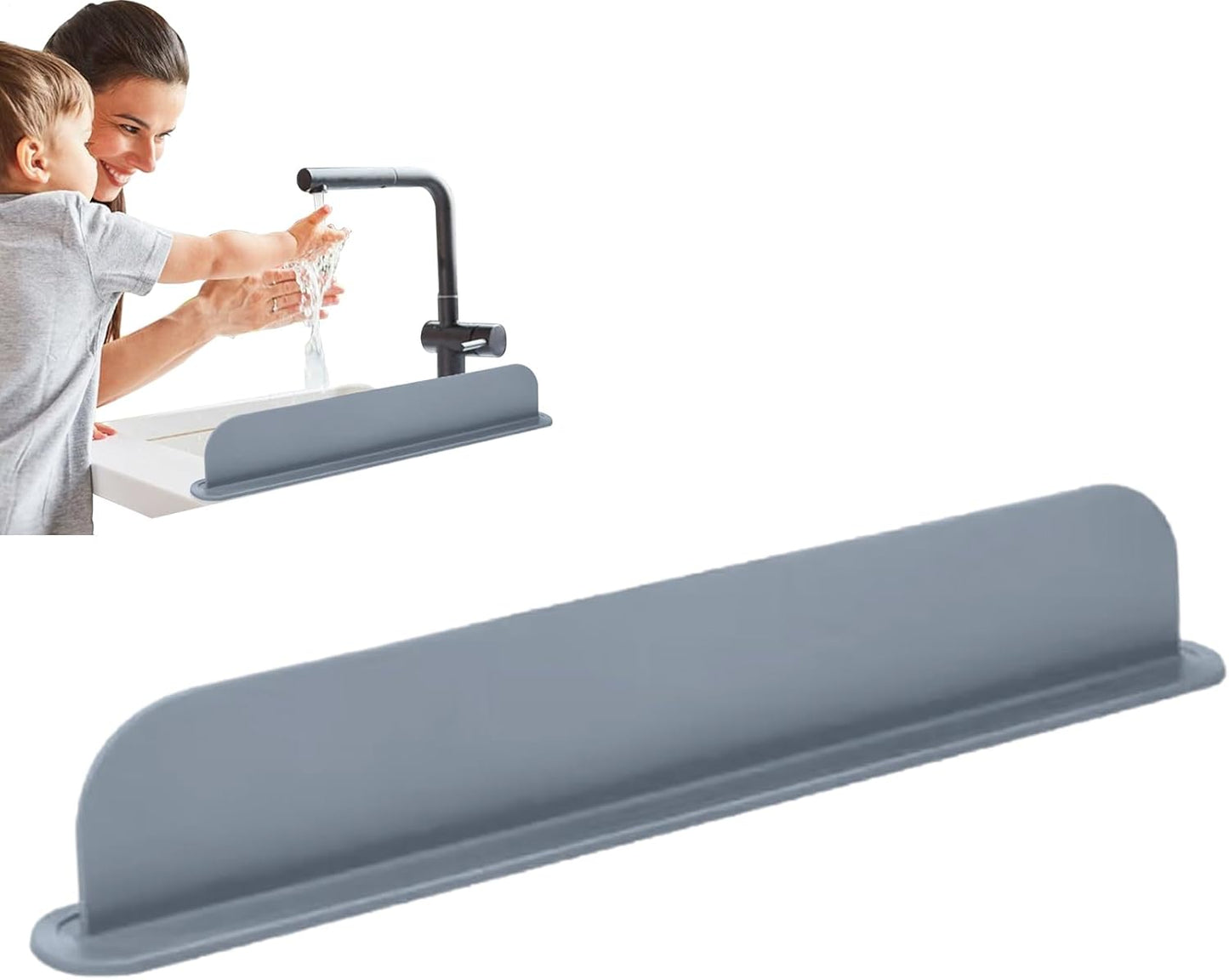 Silicone Sink Splash Guard - Water Splash Guard for Kitchen, Island and Bathroom - Secure Non-Slip Suction Cup Base