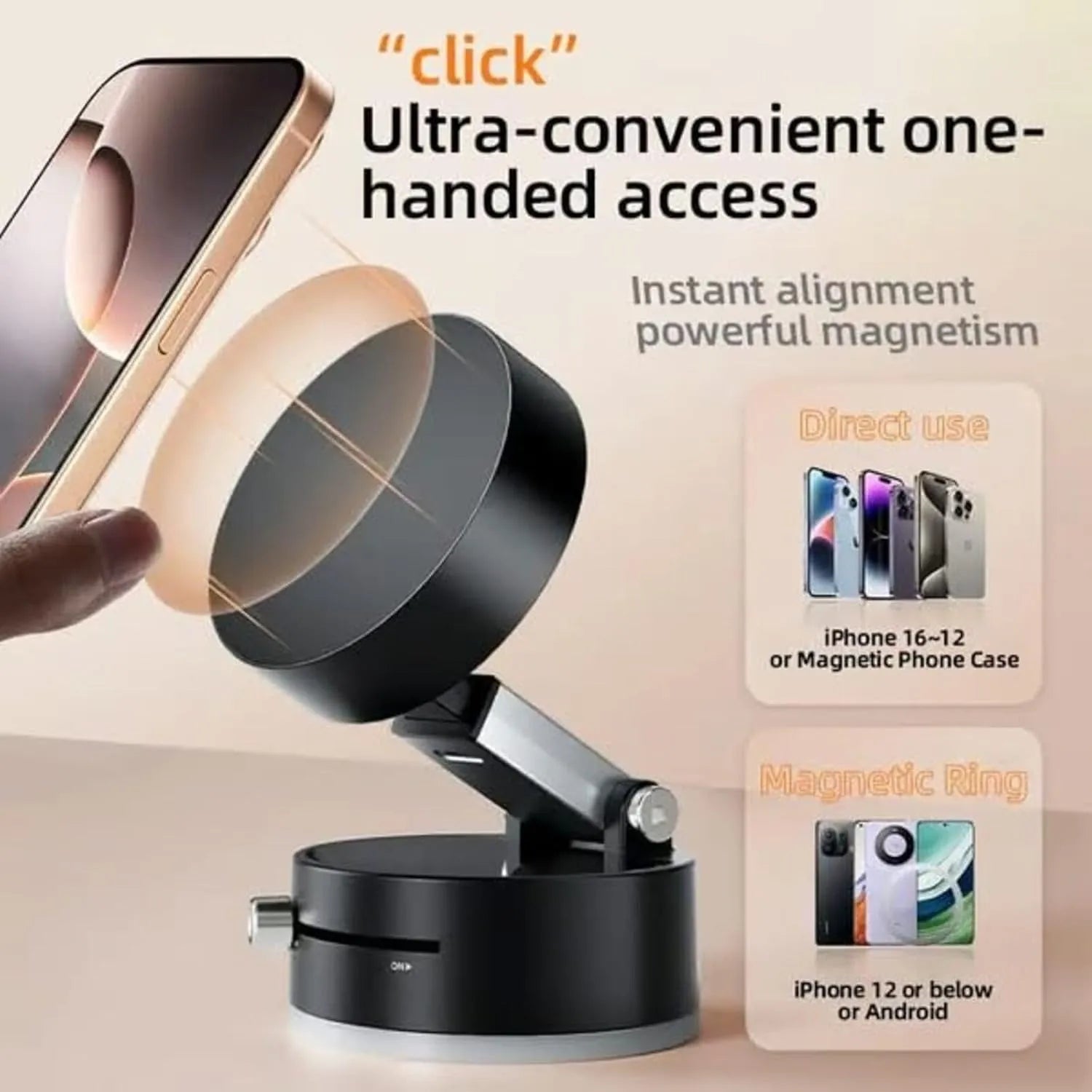 Vacuum Suction Magnetic Car Phone Holder