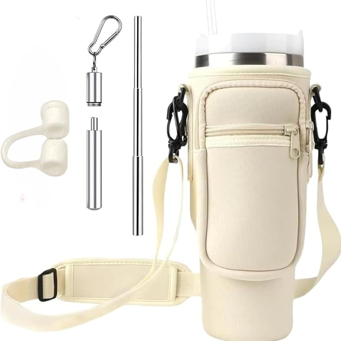 Water Bottle Carrier Bag with Phone Pocket for Stanley 40 & 30 oz Tumbler with Handle