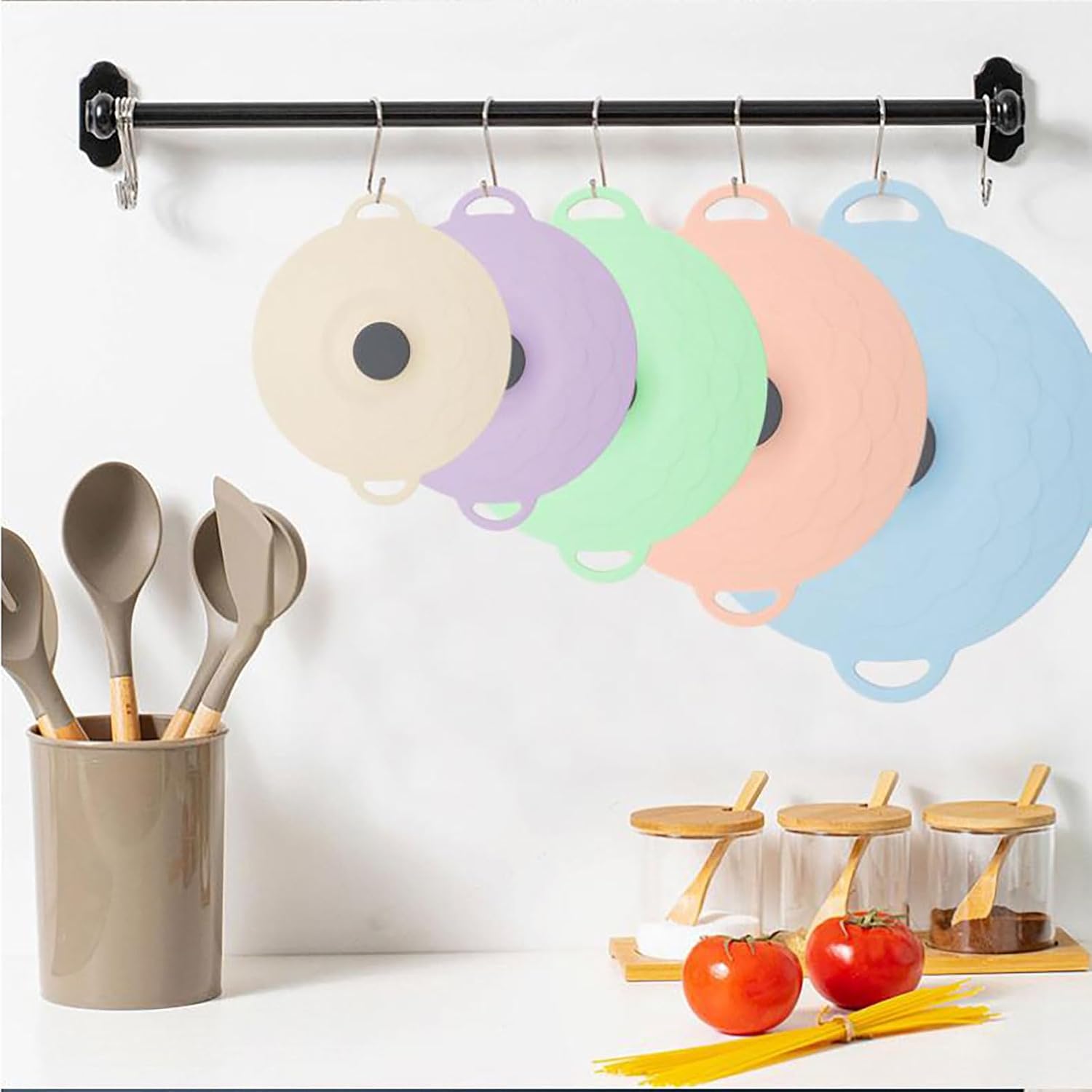 Heat-Resistant Silicone Suction Lids for Pots & Pans, (Pack of 6 – Includes 6 Different Sizes & Colors)