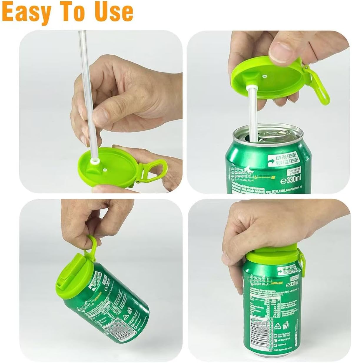 Pack of 2 Beverage Can Lids with Straws – Universal Fit for Soda, Beer, Juice & Seltzer