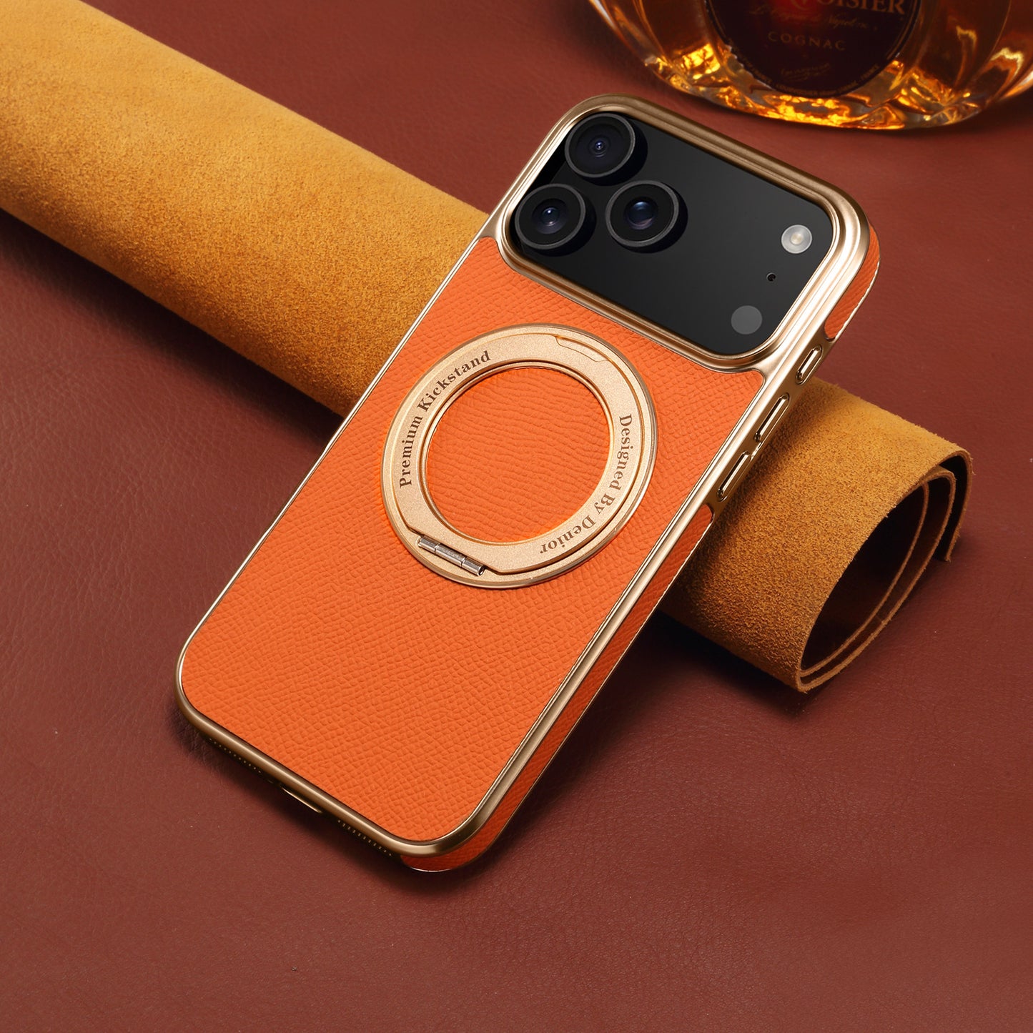 Genuine Leather Electroplated Magnetic Phone Case