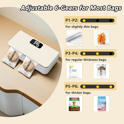 Mini Bag Sealer,Rechargeable Sealer Machine with LED Power Display