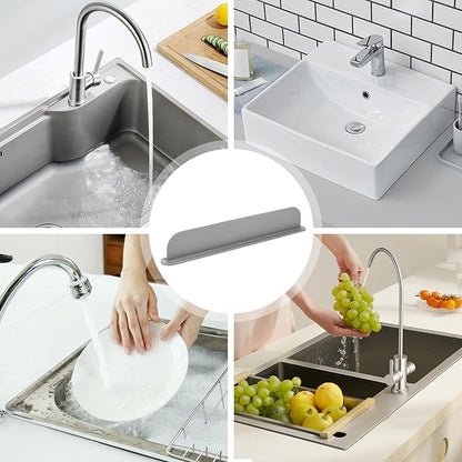 Silicone Sink Splash Guard - Water Splash Guard for Kitchen, Island and Bathroom - Secure Non-Slip Suction Cup Base