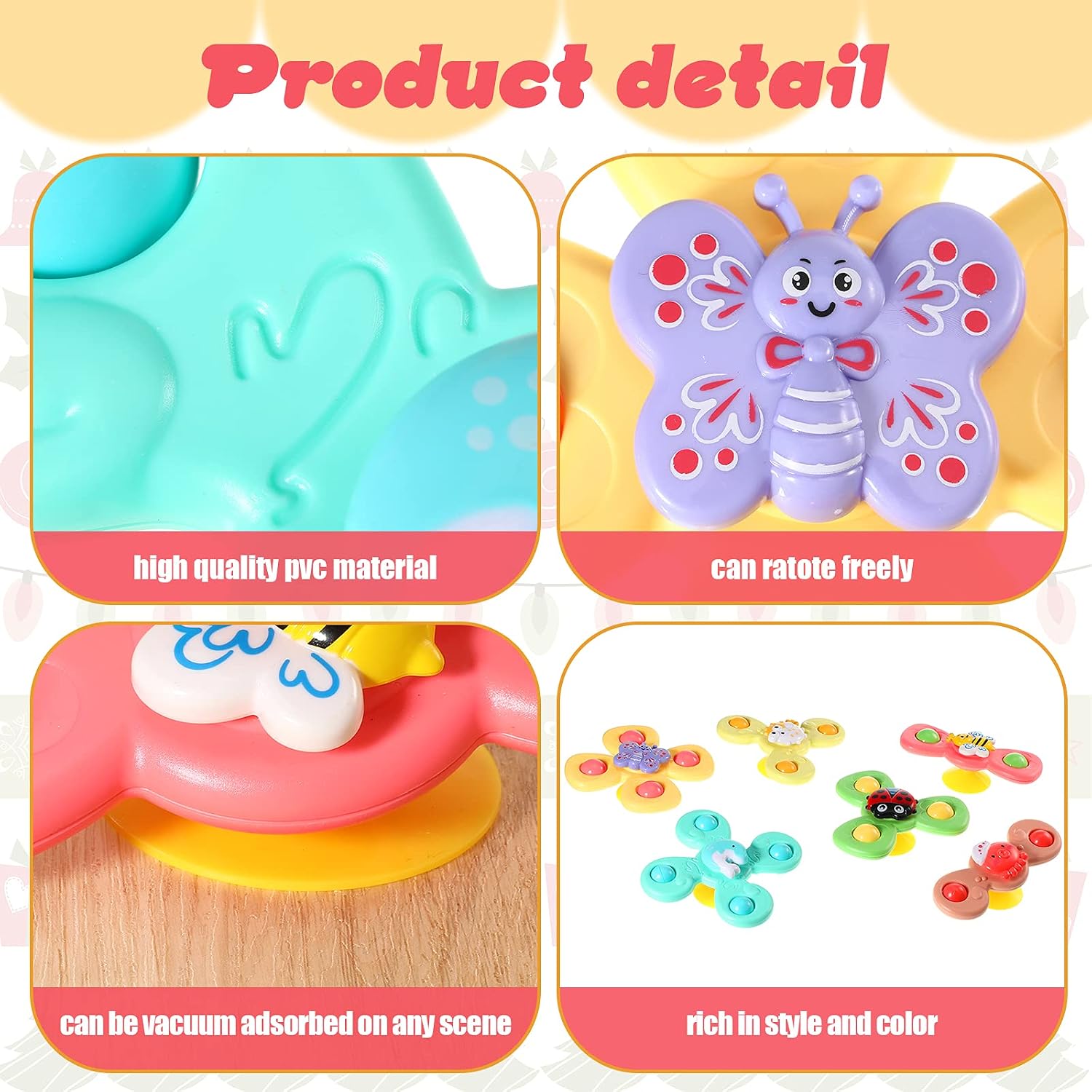 Suction Cup Bath Spinner Toys
