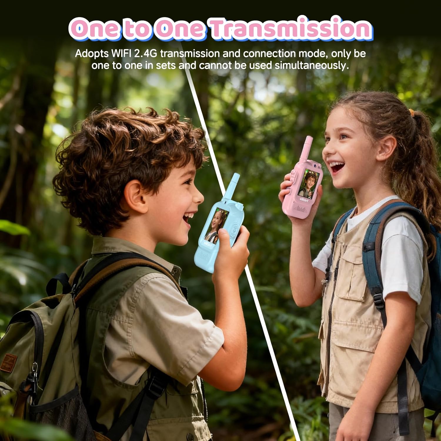 Pack of 2 Video Walkie Talkies for Kids | Rechargeable Video Call Toy Phone