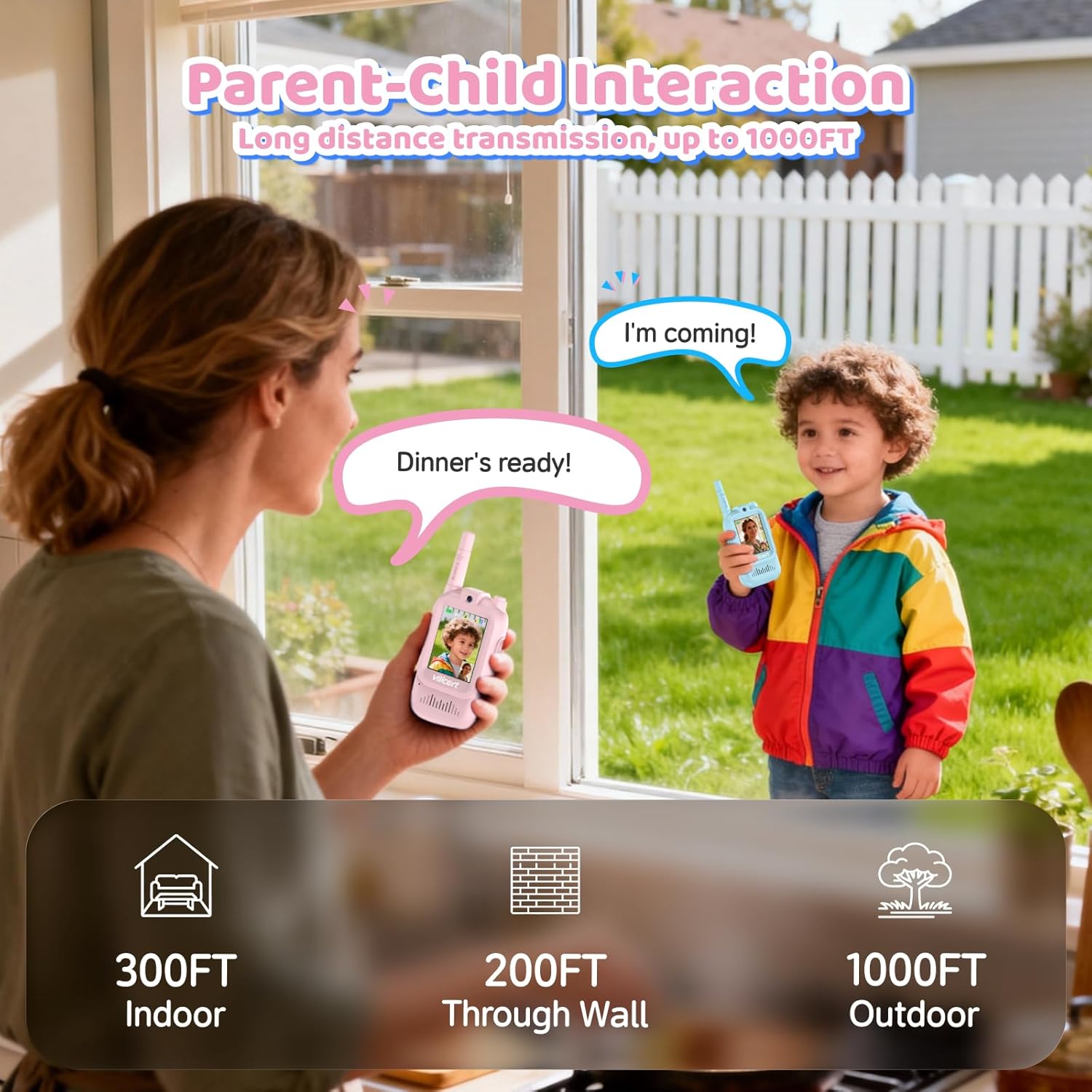Pack of 2 Video Walkie Talkies for Kids | Rechargeable Video Call Toy Phone