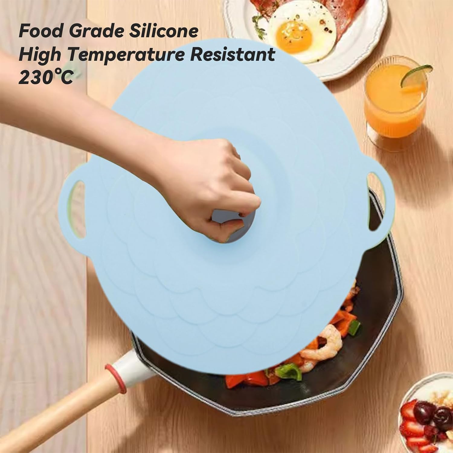 Heat-Resistant Silicone Suction Lids for Pots & Pans, (Pack of 6 – Includes 6 Different Sizes & Colors)