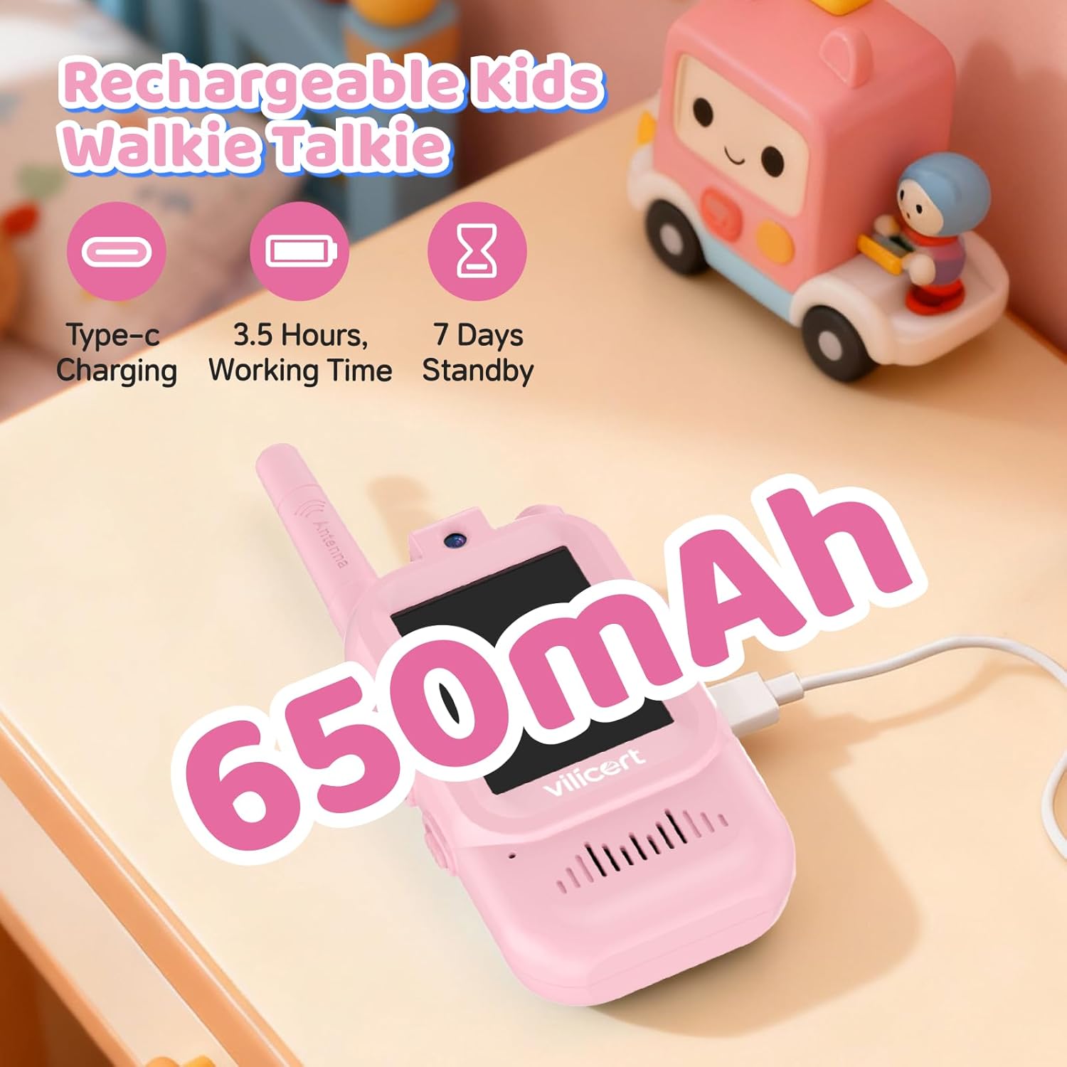 Pack of 2 Video Walkie Talkies for Kids | Rechargeable Video Call Toy Phone