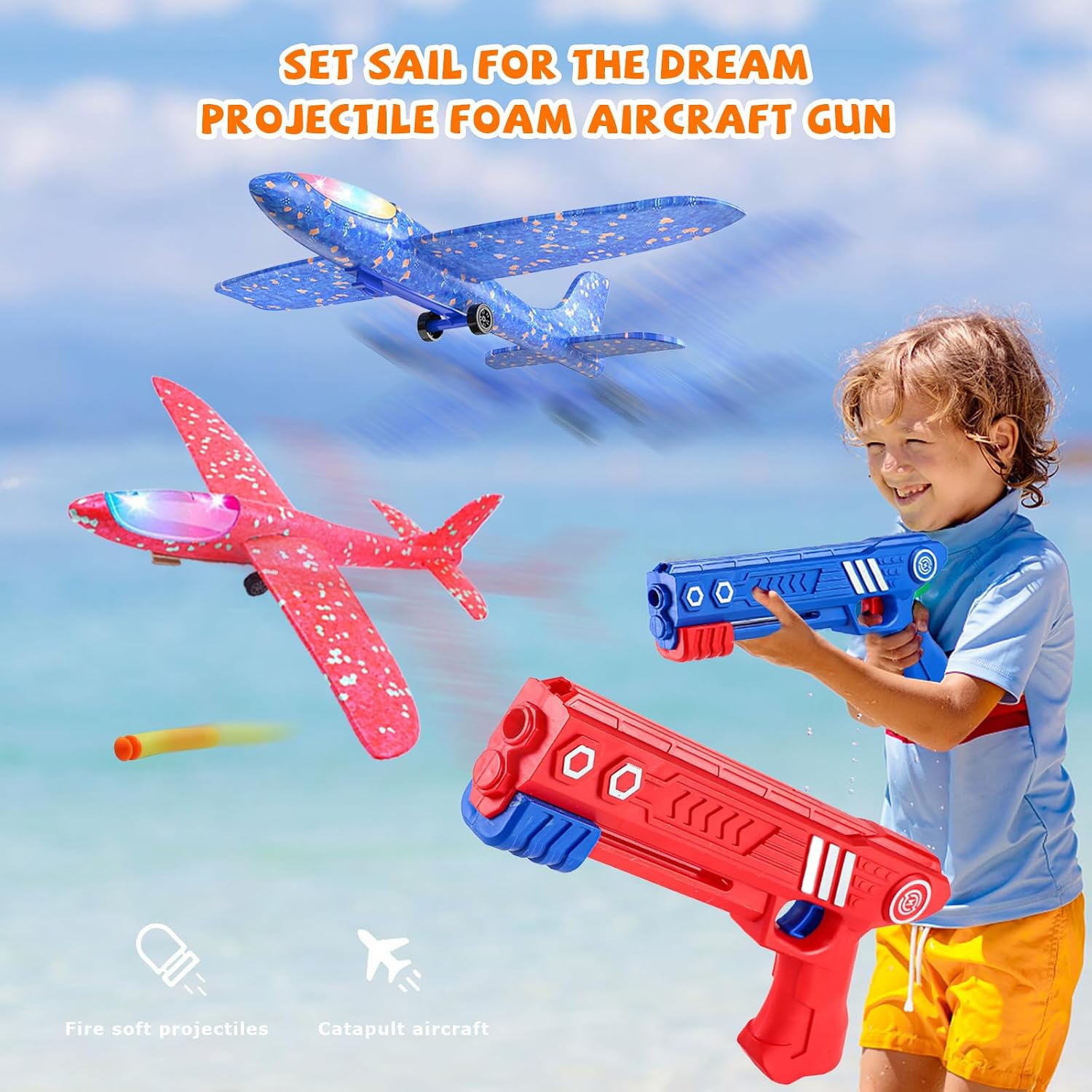 Airplane Launcher Toy Bubble Catapult Airplane Toy One Click Outside Flying Launcher Pack of 3