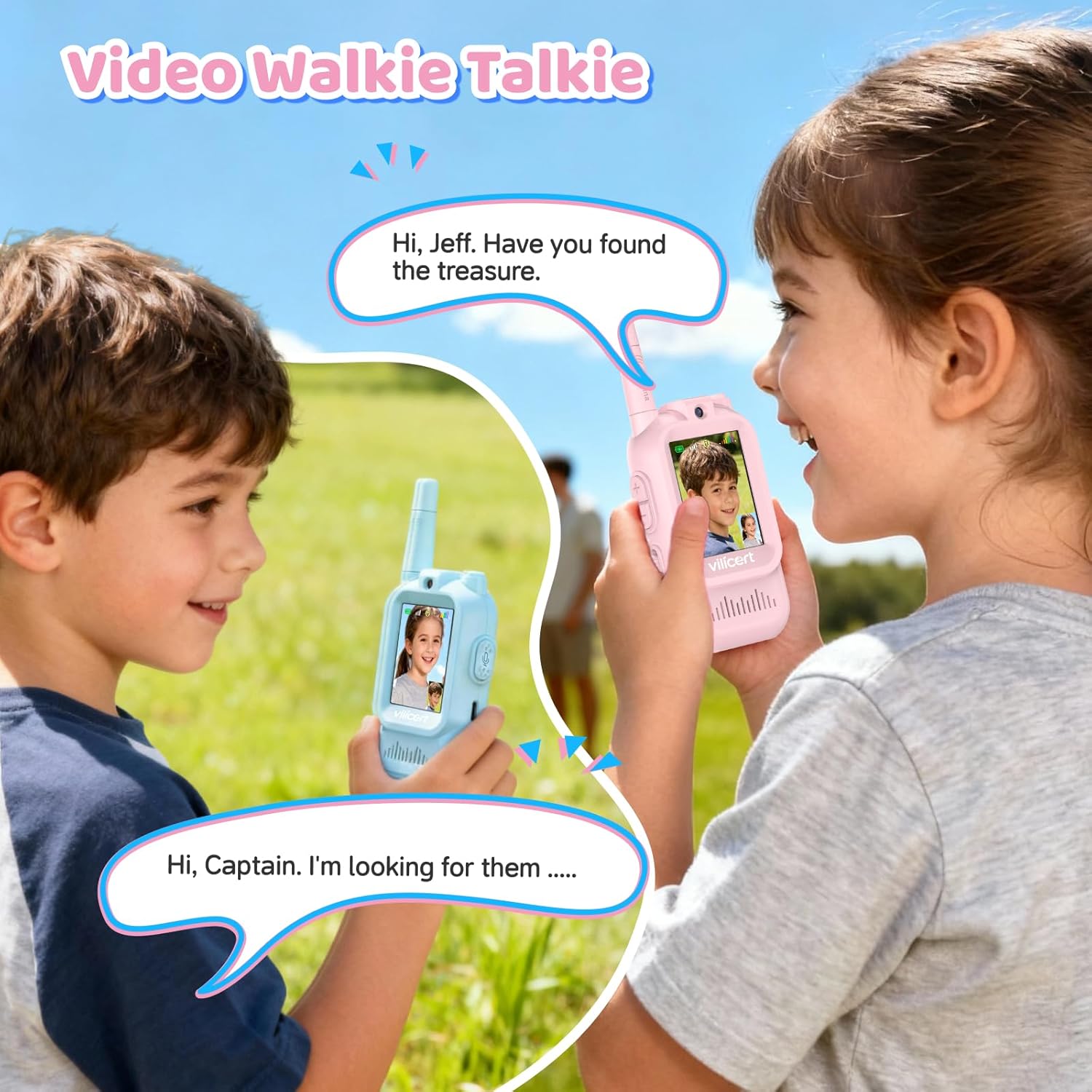 Pack of 2 Video Walkie Talkies for Kids | Rechargeable Video Call Toy Phone