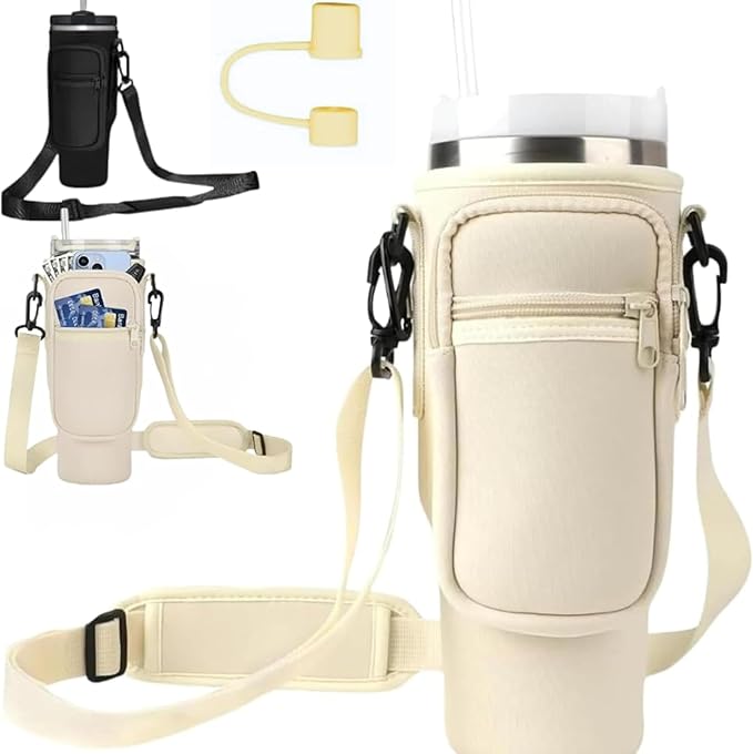 Water Bottle Carrier Bag with Phone Pocket for Stanley 40 & 30 oz Tumbler with Handle