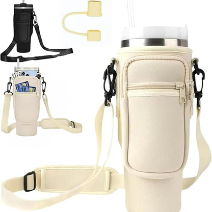 Water Bottle Carrier Bag with Phone Pocket for Stanley 40 & 30 oz Tumbler with Handle