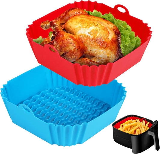 Silicone Air Fryer Liners Reusable Airfryer Liners, Silicone Air Fryer Basket Liners Square, Food Grade AirFryer Accessories