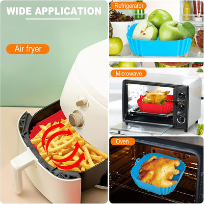 Silicone Air Fryer Liners Reusable Airfryer Liners, Silicone Air Fryer Basket Liners Square, Food Grade AirFryer Accessories