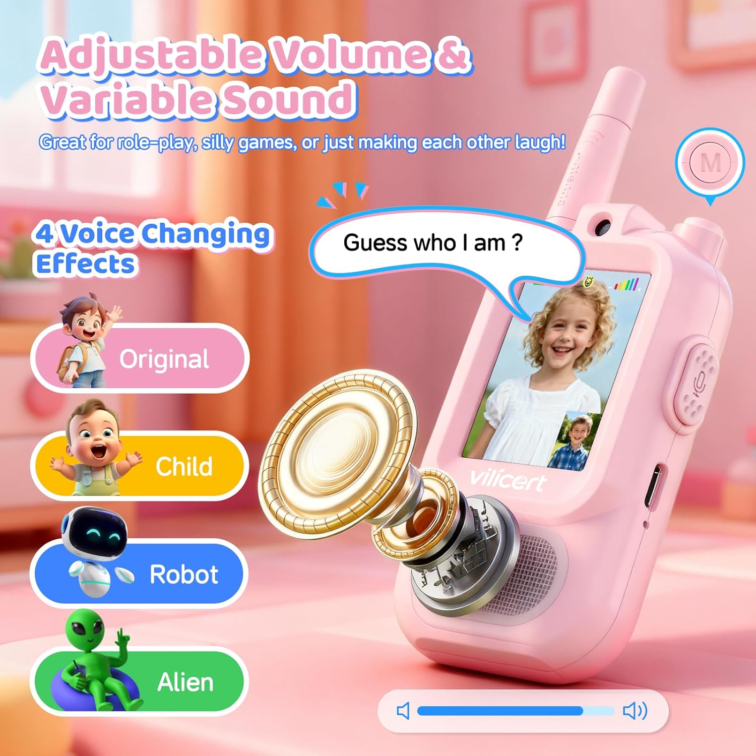 Pack of 2 Video Walkie Talkies for Kids | Rechargeable Video Call Toy Phone