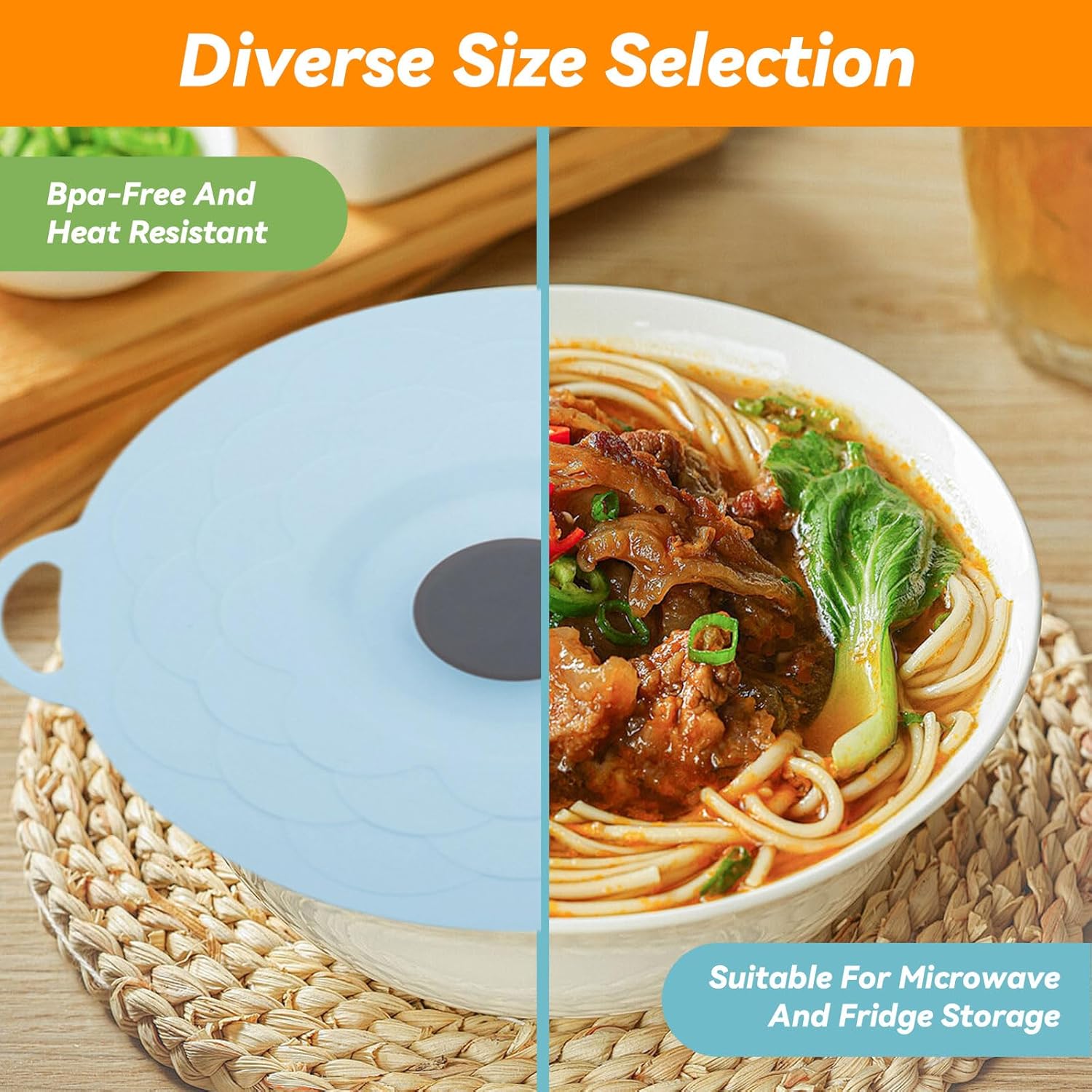 Heat-Resistant Silicone Suction Lids for Pots & Pans, (Pack of 6 – Includes 6 Different Sizes & Colors)