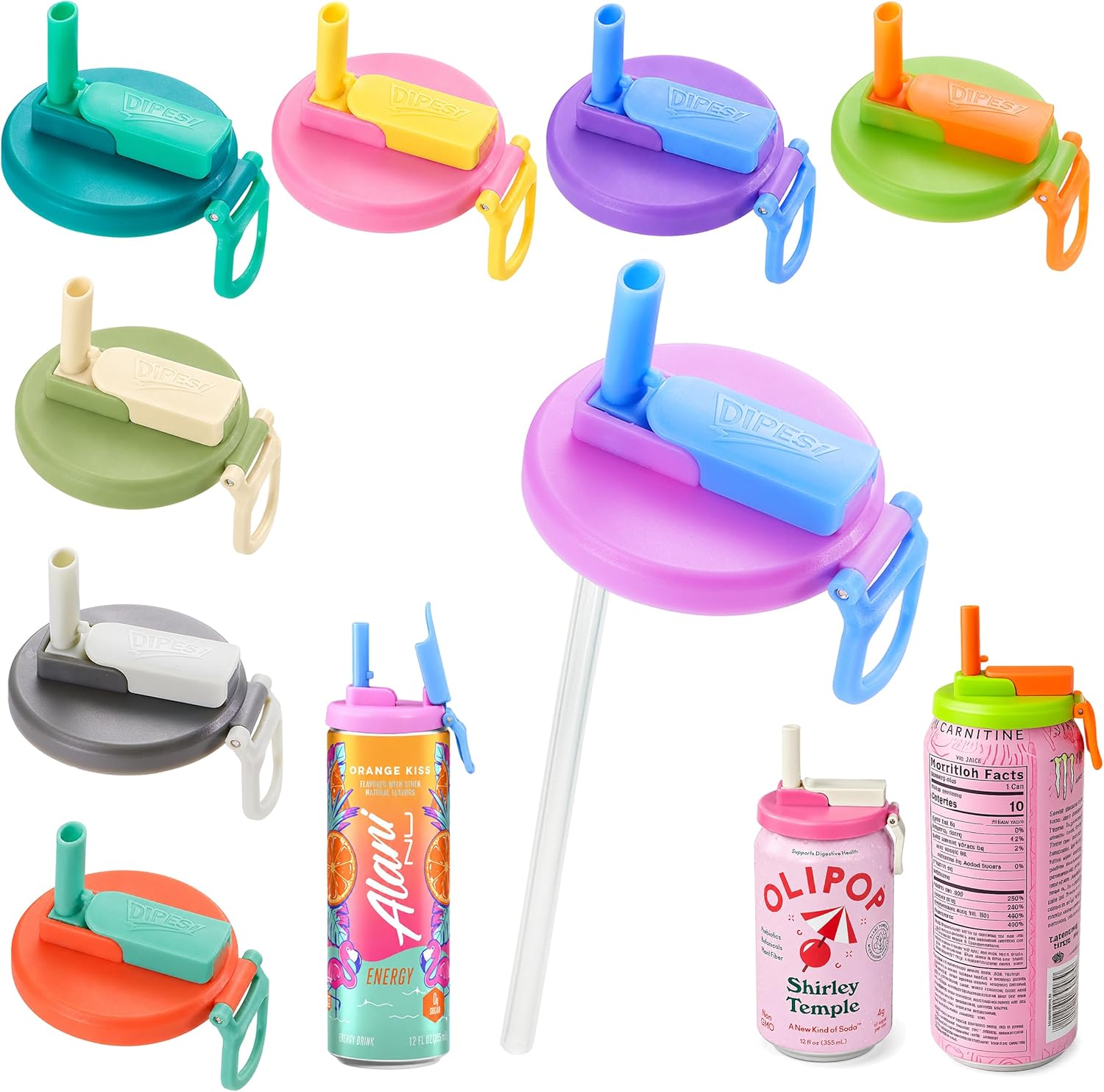 Pack of 2 Beverage Can Lids with Straws – Universal Fit for Soda, Beer, Juice & Seltzer