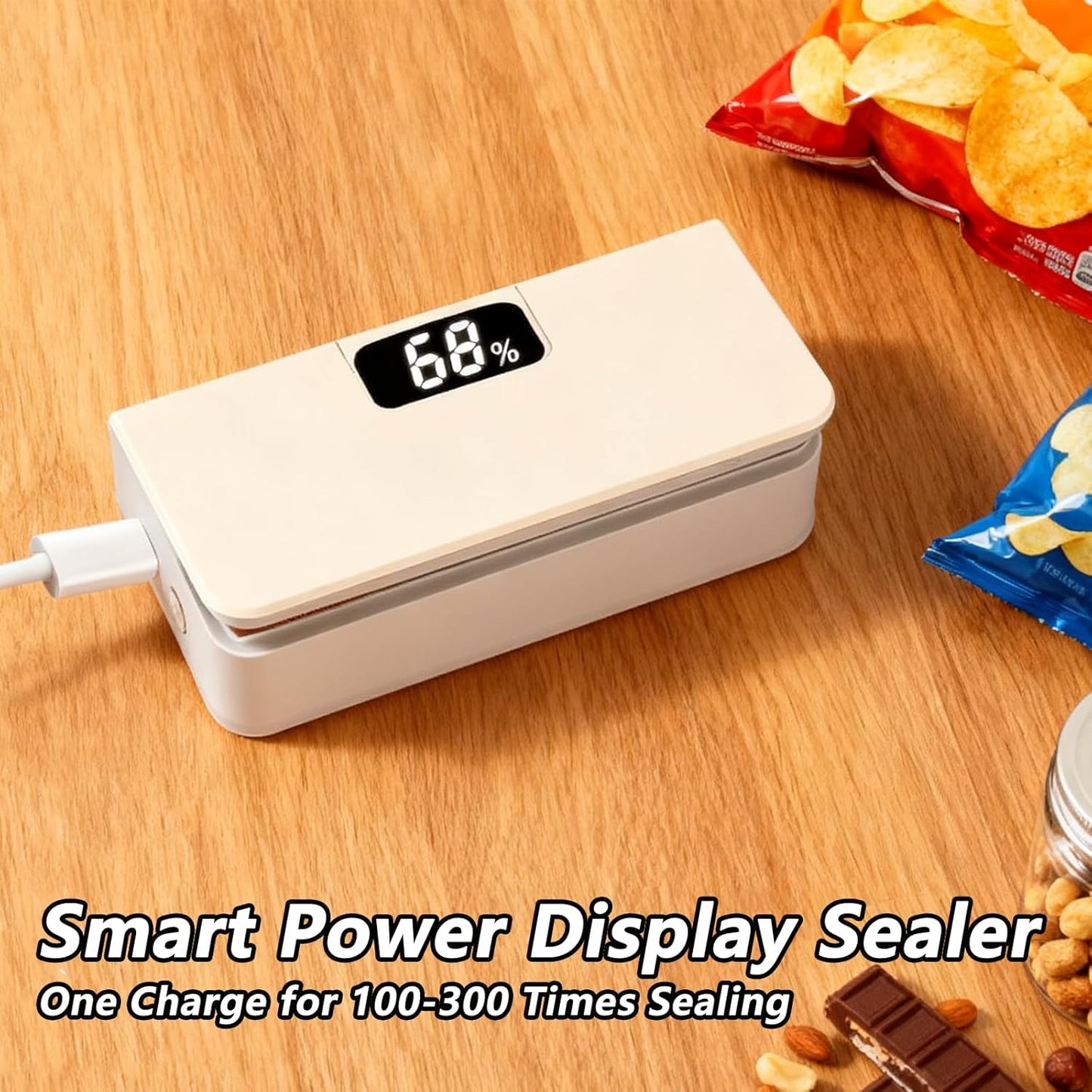 Mini Bag Sealer,Rechargeable Sealer Machine with LED Power Display