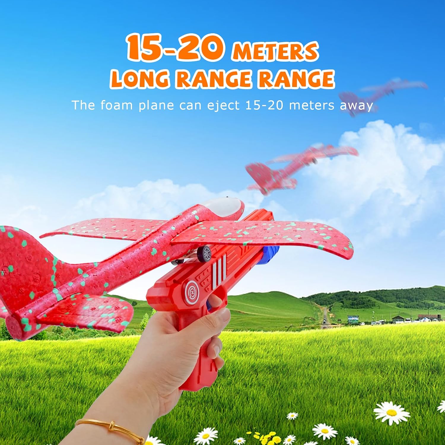 Airplane Launcher Toy Bubble Catapult Airplane Toy One Click Outside Flying Launcher Pack of 3