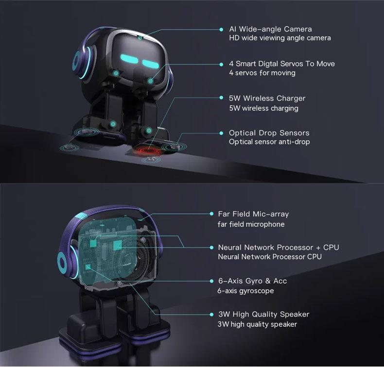 EMO AI Desktop Pet Robot with Smart Lighting Automatic Charging Version