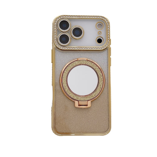 Rhinestone Glitter Phone Case With Makeup Mirror