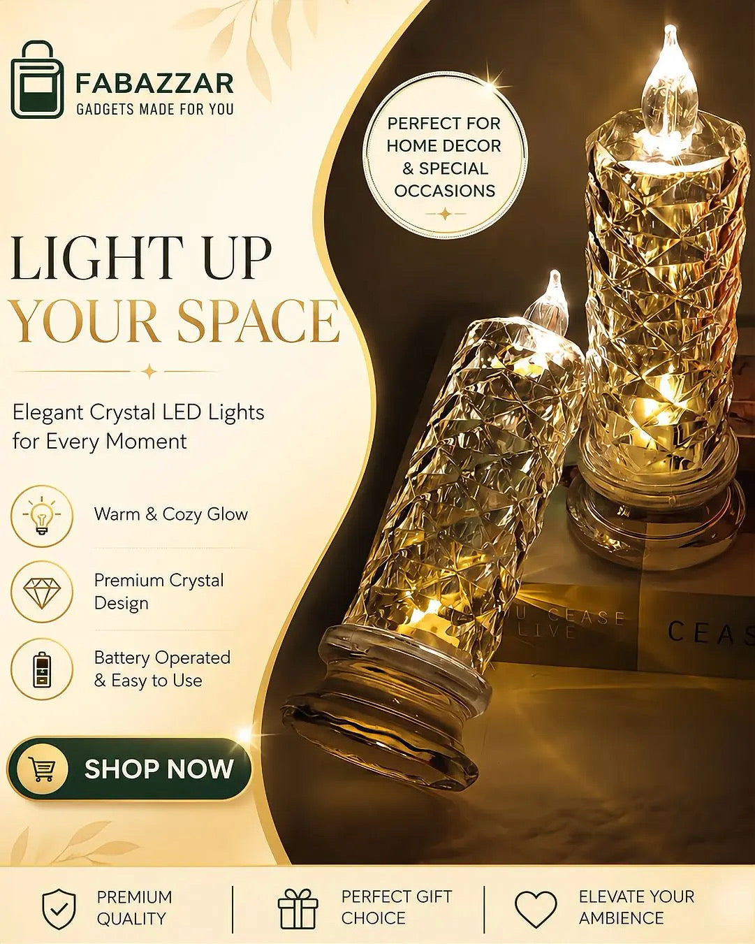 White LED Candles Flameless Pillar Candle, Set of Four