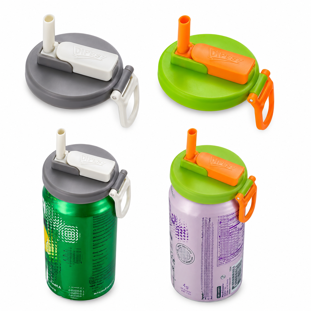 Pack of 2 Beverage Can Lids with Straws – Universal Fit for Soda, Beer, Juice & Seltzer