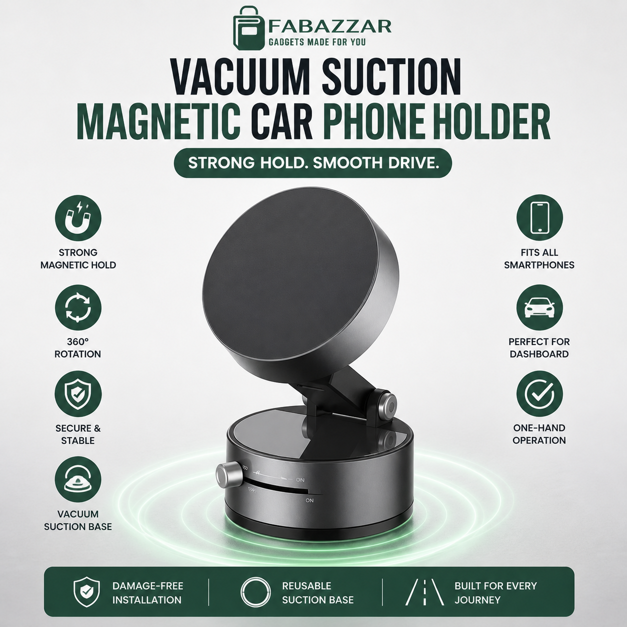 Vacuum Suction Magnetic Car Phone Holder