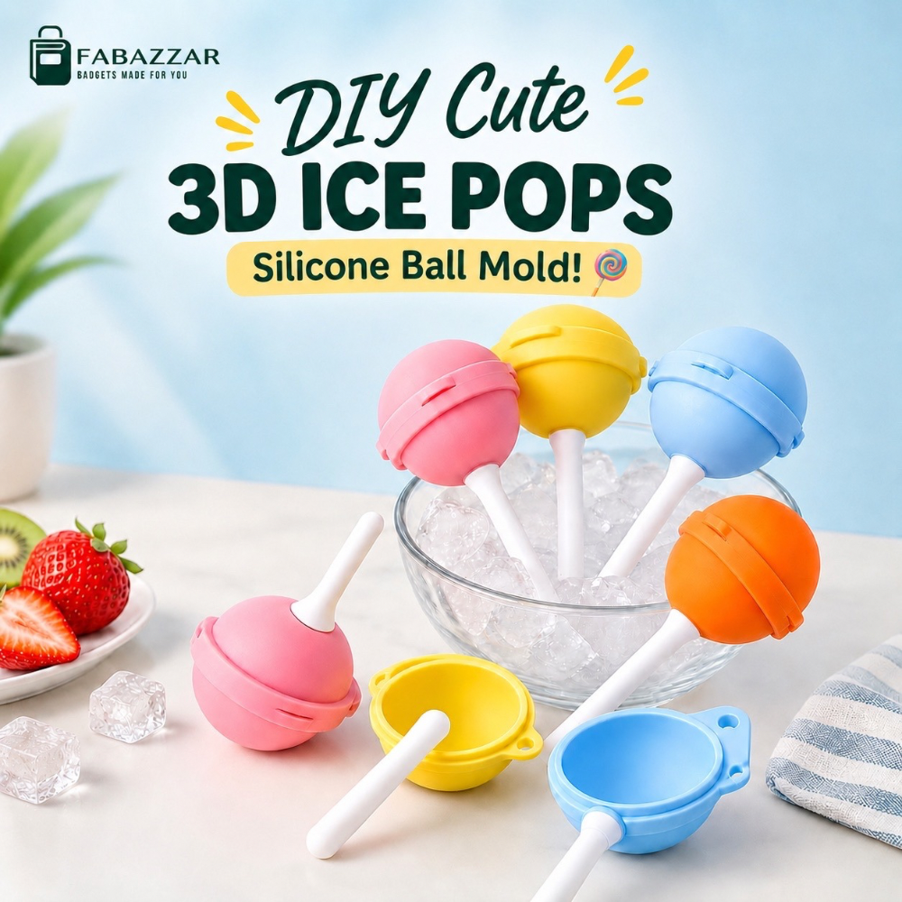 Pack of 4 DIY Cute 3D Ice Pops | Silicone Ball Mold!