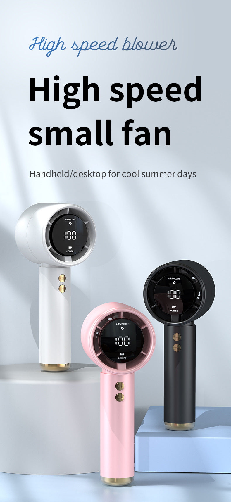 Easy To Charge Handheld Cooler With Adjustable Wind Power Portable ABS Mini Fan