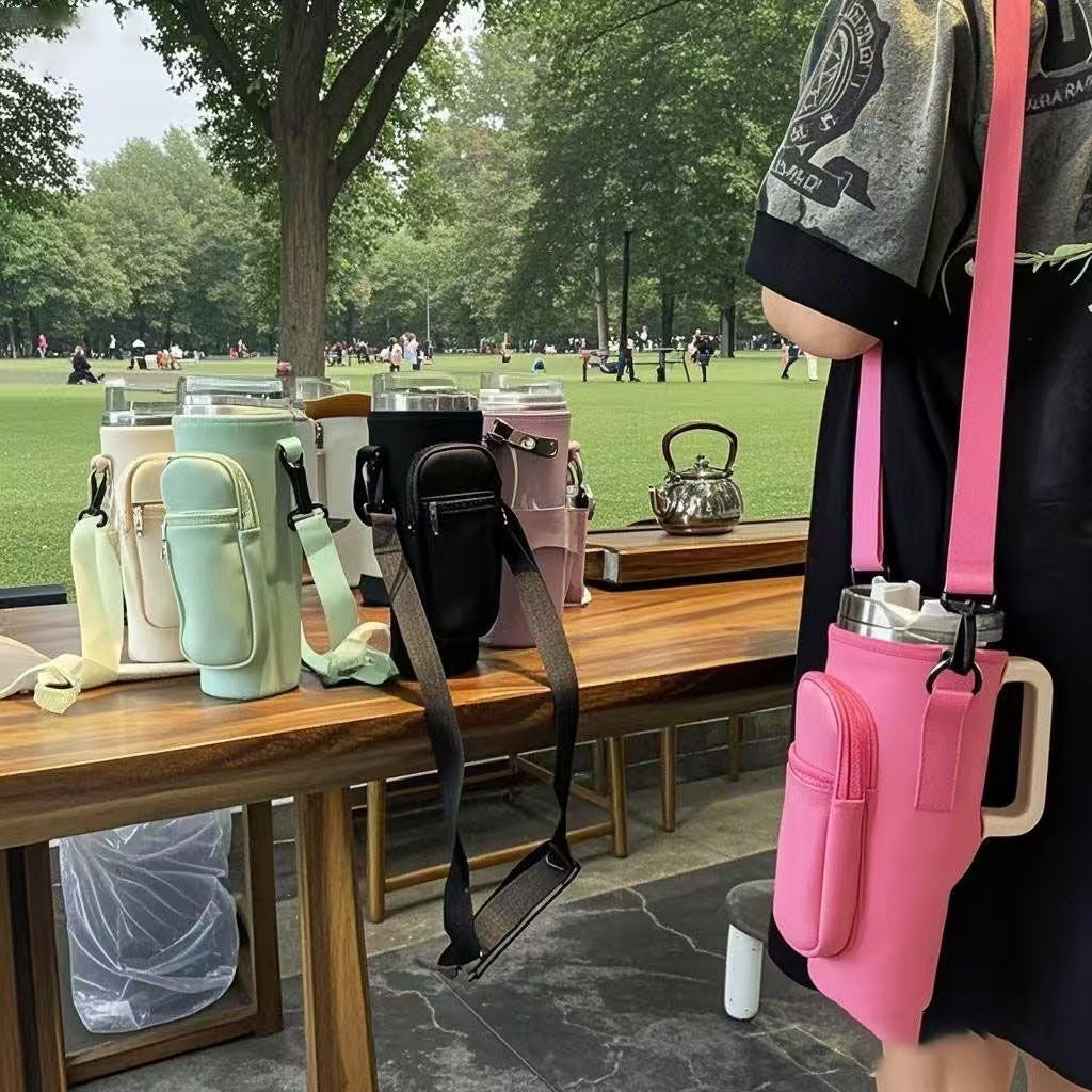 Water Bottle Carrier Bag with Phone Pocket for Stanley 40 & 30 oz Tumbler with Handle