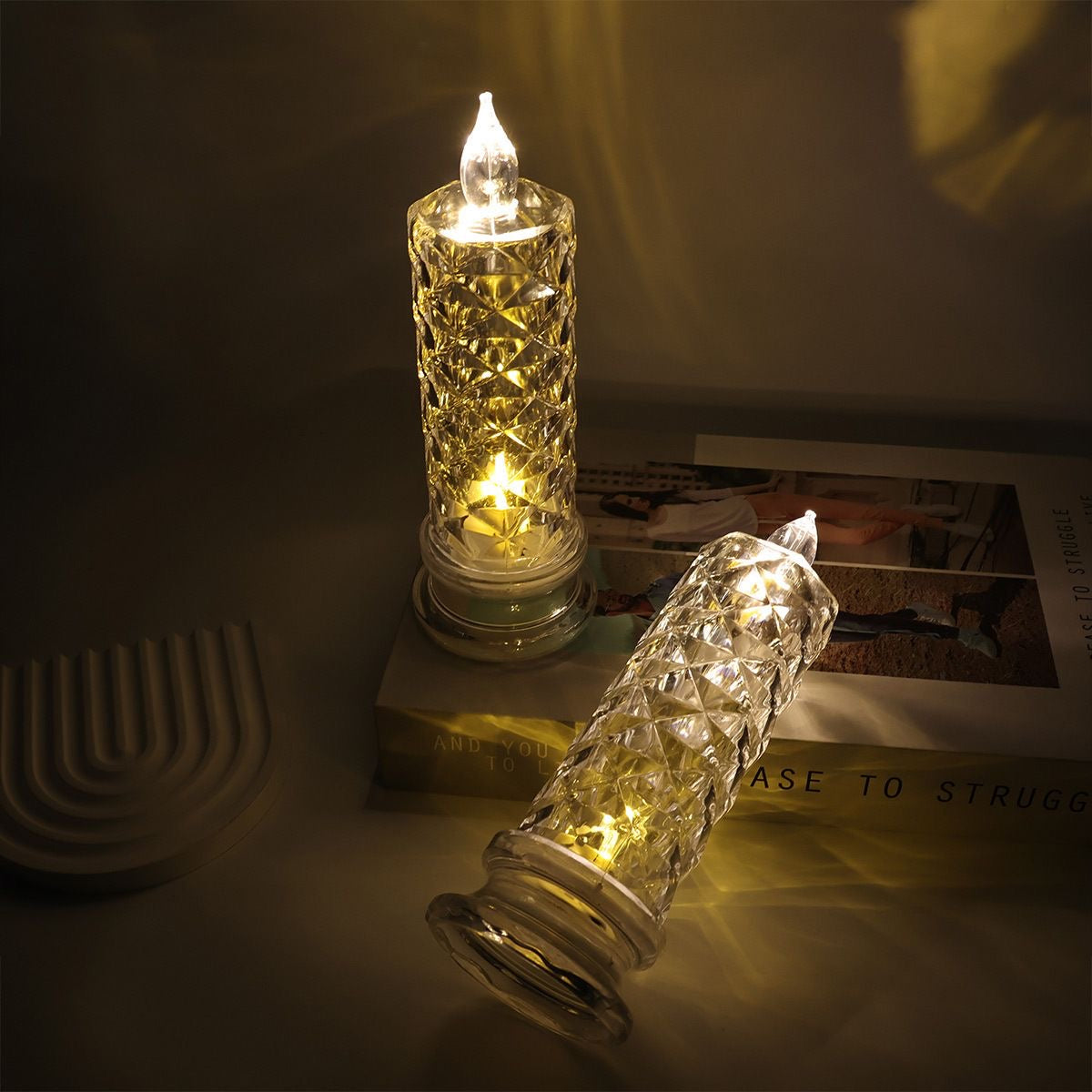 White LED Candles Flameless Pillar Candle, Set of Four