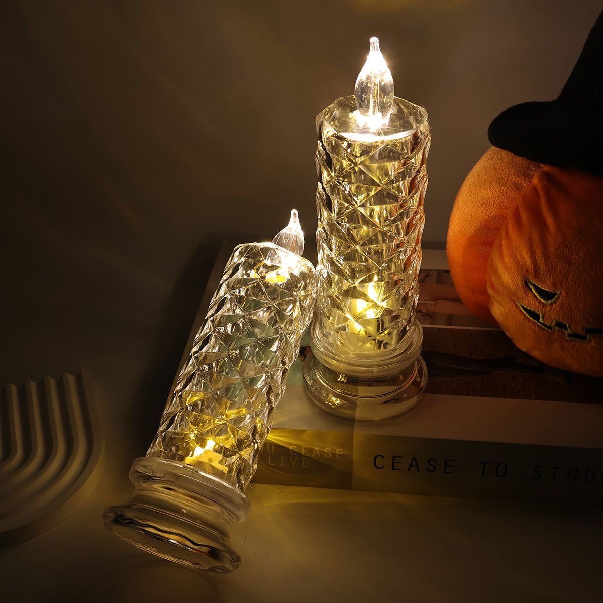 White LED Candles Flameless Pillar Candle, Set of Four