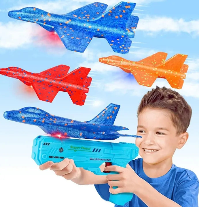 Airplane Launcher Toy Bubble Catapult Airplane Toy One Click Outside Flying Launcher Pack of 3