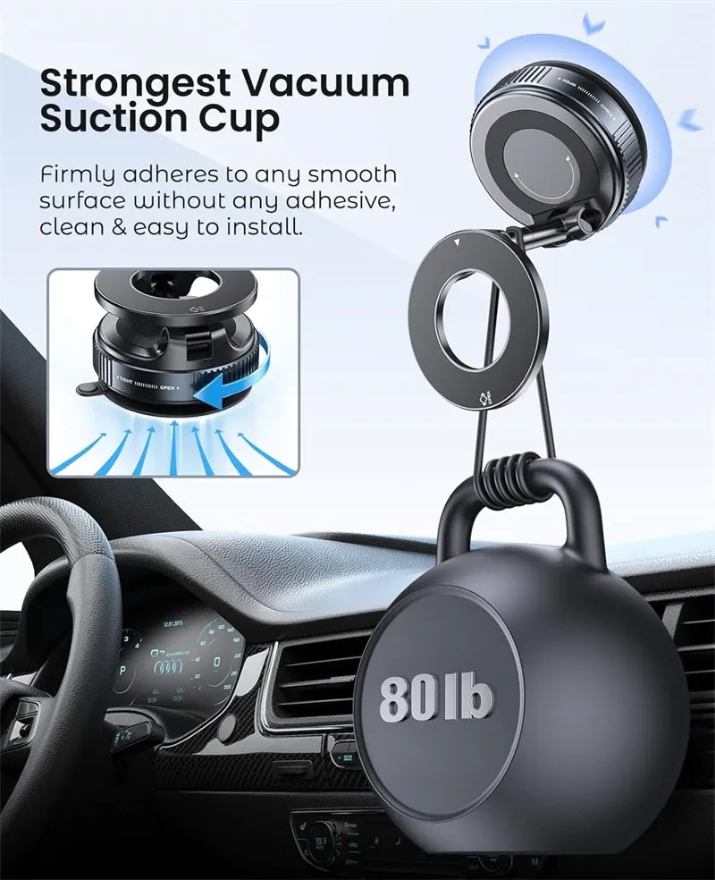 Magnetic Phone Holder with Vacuum Suction 360 Degree Easy Rotation | Powerful Vacuum Suction