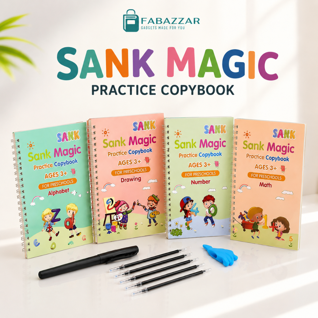 Eduglow Magic Practice Copybook Pack Of 4 | SANK MAGIC BOOK for KIDS WRITING