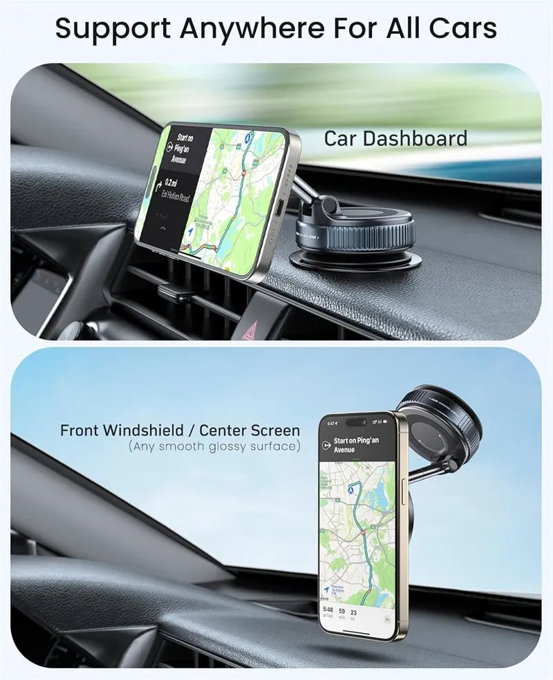 Magnetic Phone Holder with Vacuum Suction 360 Degree Easy Rotation | Powerful Vacuum Suction