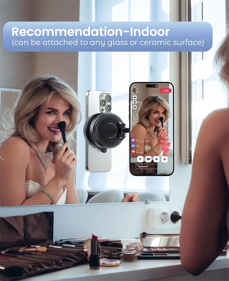 Magnetic Phone Holder with Vacuum Suction 360 Degree Easy Rotation | Powerful Vacuum Suction