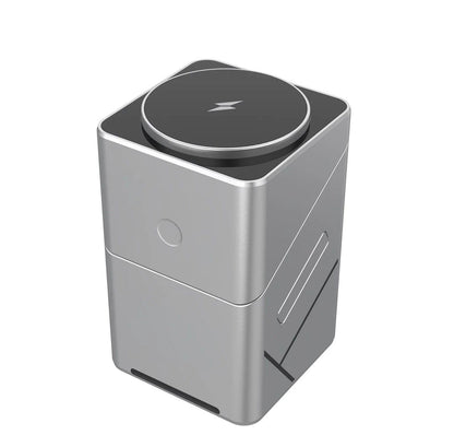 3-in-1 Wireless Charging Cube Power Station – 15W Fast Magnetic Charger with Auto-Rotation for iPhone, Apple Watch & AirPods